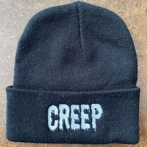 Black Knit Beanie with "CREEP" Embroidered Front